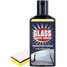 車 フロントガラス 用 スクラッチ リムーバー 液 | 120ml ステイン 汚れ 落とし 洗浄 クリーニング リキッド - スポンジ付属 ガラス スクラッチ 傷 補修 リキッド | 補修 ケア 透明度 クリア 視界 バックミラー ミラーケア 用 油膜 除去 ディテーリング 処理剤 アイテム