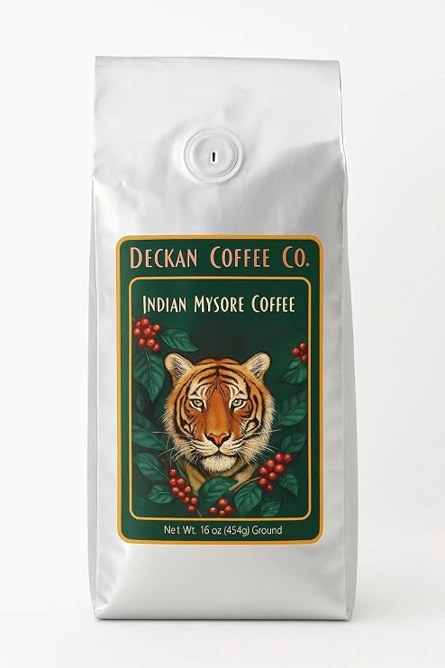 South Indian Mysore Coffee - Ground with Chicory - Authentic New Orleans/Indian Style Blend, Bold and Flavorful, 1lb Bag - Distinctive Chicory Coffee Taste