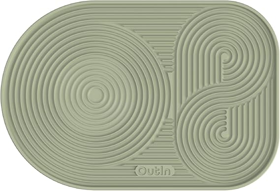 OutIn Silicone Coffee Mat, Foldable & Waterproof | Drip Tray Mat for Espresso Machines and Portable Coffee Makers, 9.8" x 6.7" (Green)