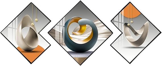 LUVEQLSIT Large Framed Modern Luxury Large Wall Art for Living Room, Set of 3 Piece Bright Style Abstract Paintings Artwork for Walls, Art Prints Pictures for Hallway(60cm/23.6in)