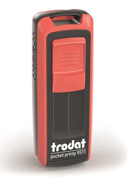 Red 9511 Mobile Printy Self Inking Pocket Stamp with Medical Logo and Custom Text