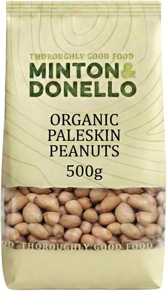 Minton & Donello - Organic Paleskin Peanuts, Natural, Unsalted, High in Protein, 500g