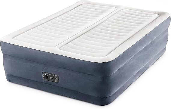 Intex Dura-Beam Deluxe 22" King Size Air Mattress with Built-in Pump | 64953E - Dual Zone Portable Inflatable Bed for Camping & Travel
