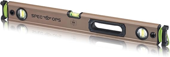 Spec Ops Tools Box Beam Level for Framing & Layout, 33% Larger Precision Block Vials, Tourniquet Attachment System, Magnetic, Box Beam 24"