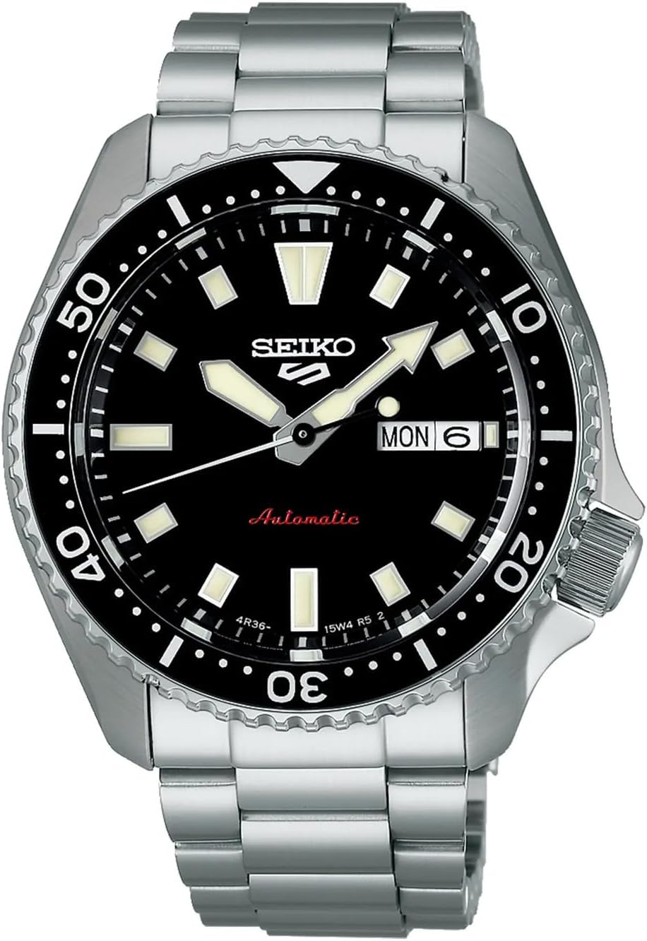 Seiko SRPL85K1 5 Sport Stainless Steel Automatic GMT Watch for Men, 42mm Case Size, BlackSilver