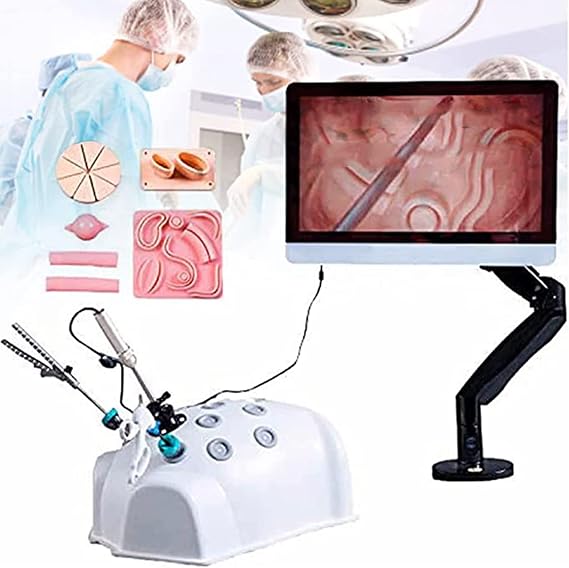 Laparoscopic Trainer Simulator Training Box, 5 Training Modules + 4 Surgery Tools + HD Camera, Laparoscopic Surgery Simulator Kit for Doctor Student Training Practice
