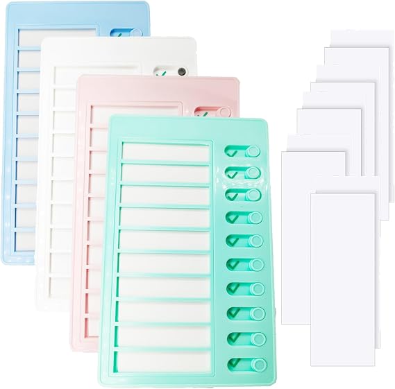 4pcs Blank Chore Chart Kids Chore Chart with 10 Detachable Cardstock, Plastic Checklist Board, to Do List and Chore Chart for Home Routine Planning (White, Pink, Blue, Green)