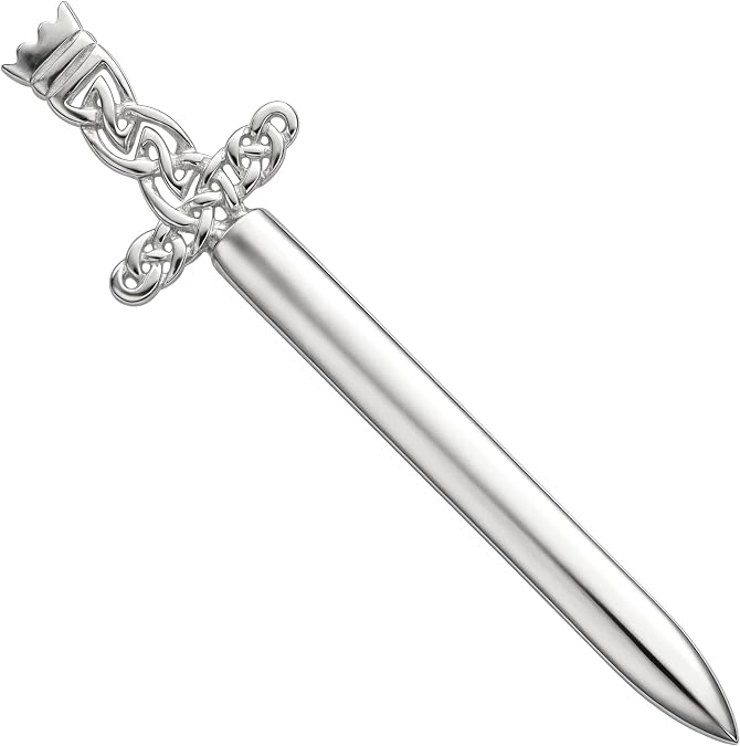 Alexander Castle 925 Sterling Silver Scottish Celtic Kilt Pin Brooch with Removable Sword for Men & Women - Kilt Accessory with Jewelry Gift Box - 62mm