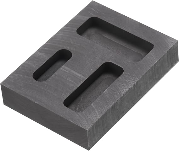 sourcing map Gold Silver Graphite Ingot Mould Crucible for Casting Metal Aluminum Copper Brass Melting Refining, Three Hole Slot 2.24"x1.65"x0.43"