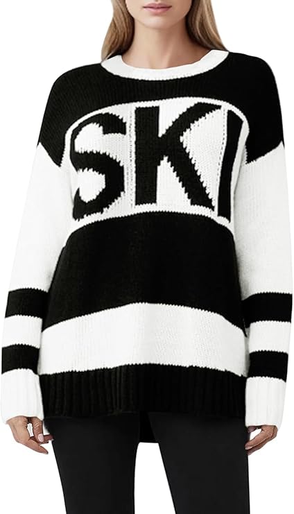 Women Sweaters Warm Ski Print Mockneck Tops Apres Ski Outfit Long Sleeve Christmas Sweater Shirt 2026