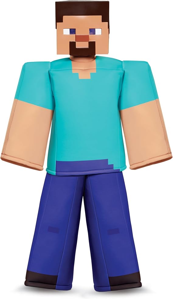 Disguise Steve Prestige Minecraft Costume, Official Minecraft Steve Costume for Kids, Size Small (4-6)