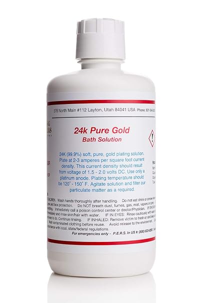 24K Pure Gold Plating Solution - Bath (Pure Gold Bath Plating Solution, 1 Liter)