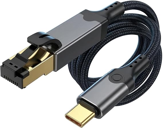 ギガビットUSB C - イーサネットケーブル、編組タイプCからRJ45コード、Thunderbolt 3/4互換LANネットワークアダプター MacBook Pro/Air、iPad、ノートパソコン、Galaxy S24、PC用6.6インチ