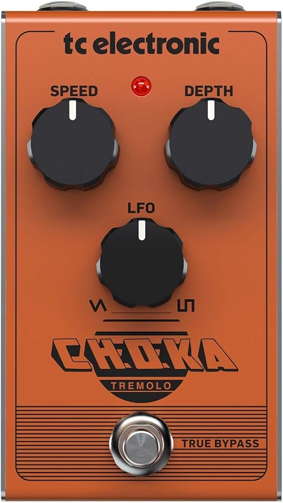 TC Electronic CHOKA TREMOLO Vintage-Flavored All-Analog Tremolo Pedal with 3-Knob Design and Seamless Morphing Between LFO Styles,Orange