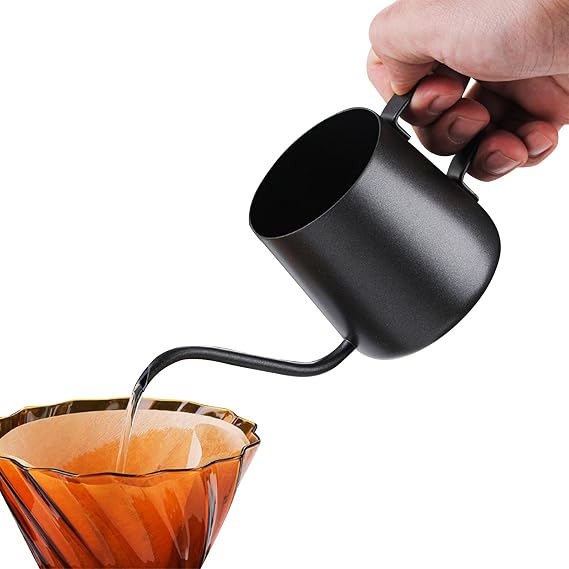 350ML Gooseneck Coffee Kettle,Pour Over Drink Kettle,Pour Over Jug,Drip Coffee, Mini Watering Can,Garden Watering Can for Indoor Plants, Succulents (Black)