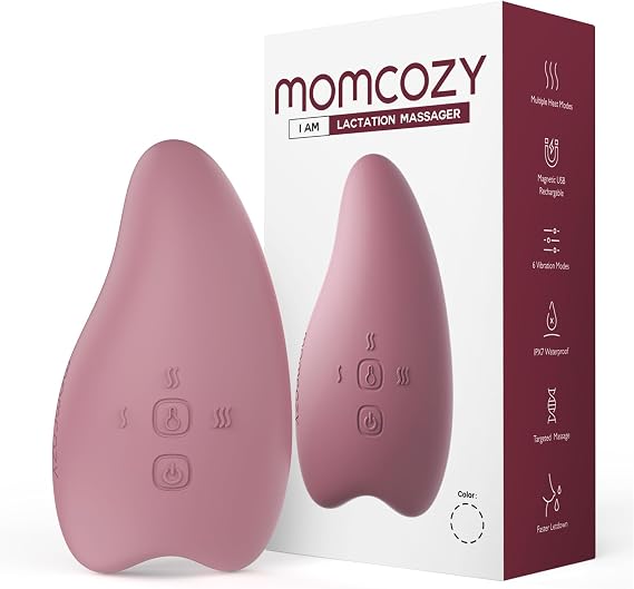 Momcozy A1Pro Lactation Massager with Heat, Deep Vibration, Red, 1PCS | Rapid Heating, Clog Relief, Efficient Pumping, Breastfeeding Essentials, Memory Function, Fast Charging, Postpartum Care
