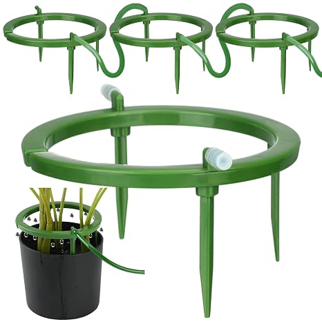 Tujoe 4 Set Drip Irrigation Ring Tree Water Ring 3 Leg Support, 5 Inch