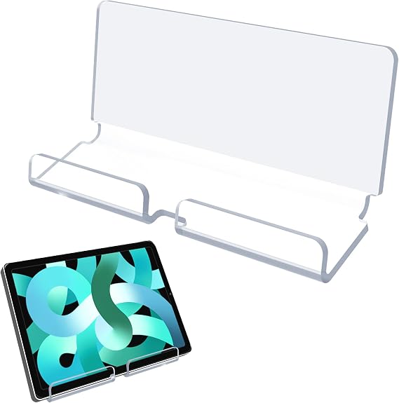 Kamehame Tablet Wall Mount Holder, Acrylic Material, Hand Free, for Smartphones, Tablets, eReader, Clear & Silky White