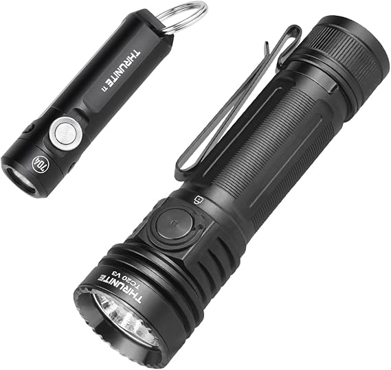 ThruNite Ti EDC Rechargeable Keychain Flashlight Bundle TC20 V3 Super Bright Flashlight