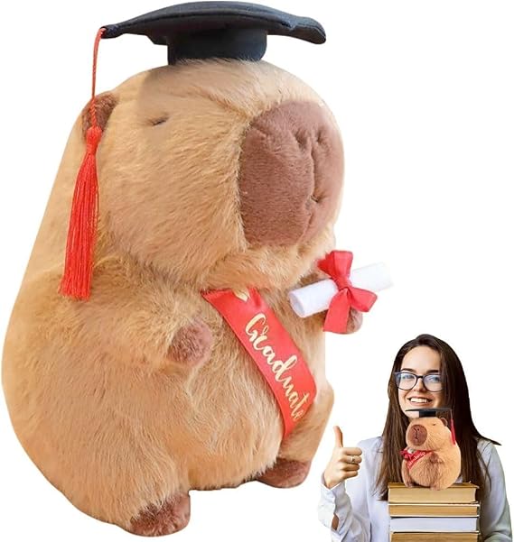Graduation Capybara Plush, Graduation Capybara Teddy With Cap, Cute Graduation Decorations Plush, Graduation Gifts For Preschool, High School, College Graduation Photo Props, Home Decoration