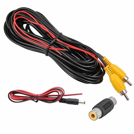 Backup Camera RCA Video Cable,Car Reverse Rear View Camera with Detection Wire(33FT/10m),AV Extension Cable with RCA Video Female to Female Coupler and Power Cable