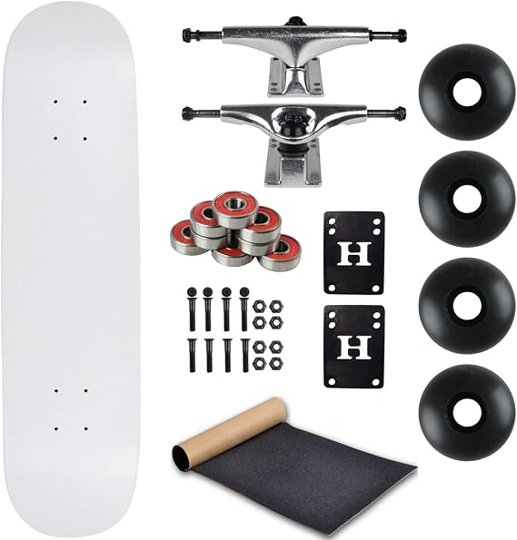 Moose Complete Skateboard Dip White 8.5" with Silver Trucks and Black Wheels