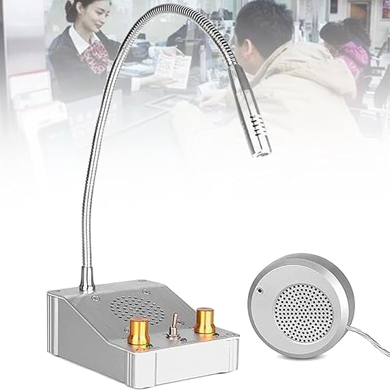 CHROX Window Speaker Intercom System, Dual-Way Window Intercom System, Noise-Free Voice Mic Speaker, with Recording Interface for Bank,Hospital,Business,Office