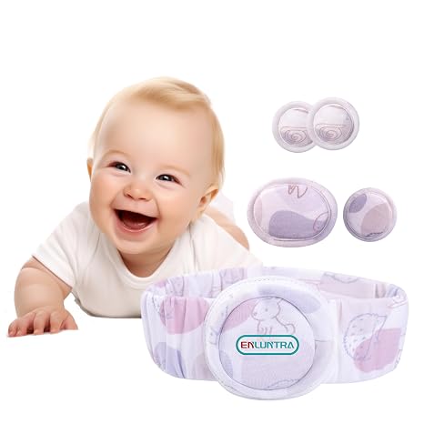 ENLUNTRA Hernia Belt for Baby,Umbilical Hernia Belt with Convex Covered Compression Pads ,Breathable Baby Belly Band,Adjustable Newborn Belly Support Band Wrap with 4 Hernia Packs(PURPLE-Small)