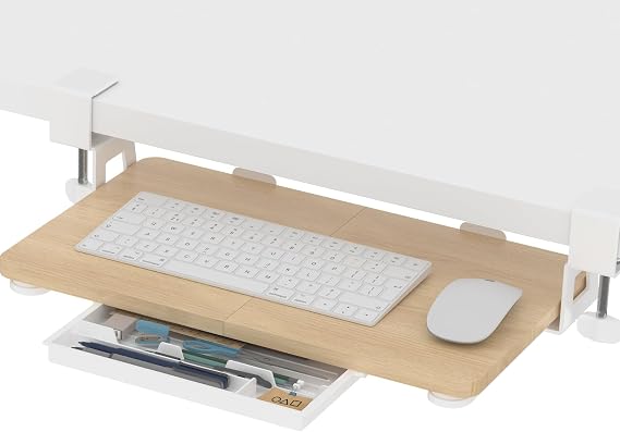 ETHU Small Keyboard Tray Under Desk Sliding, 50x30cm, Oak