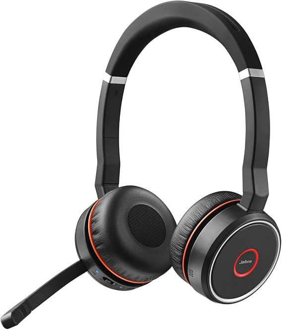 Jabra Evolve 75 UC Wireless Headset, Stereo Includes Link 370 USB Adapter Bluetooth Headset with World-Class Speakers, Active Noise-Cancelling Microphone, All Day Battery