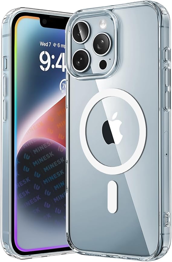 Minesk iPhone 13 Pro için Origin Serisi Magsafe ile Uyumlu Crystal Clear Super Şeffaf Materyal ve Yeni Nesil Manyetik Çember (13 Pro)