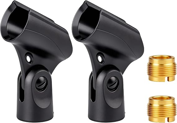 Microphone Holder, Mic Holder, Microphone Clip, 2 Pack Black Microphone Stands, Floor Microphone Stand, Wired Microphone, Stage Performances, Home Studio Recording, Live Streaming Sessions, Music Comp