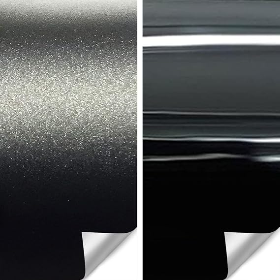 VViViD Automotive Vinyl Wrap Matte Metallic Black + Gloss Black 2 Rolls (1ft x 5ft) - M0