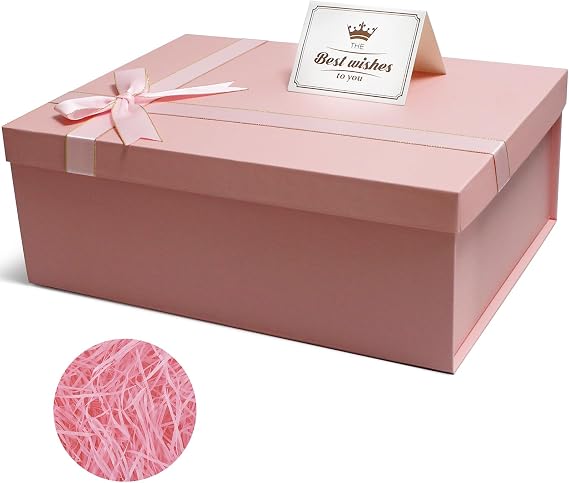 Eerbaier Pink Gift Box for Present, Large Gift Wrap Box 13 x 9.9 x 5 Inches - Elegant Gift Box with Lid for Birthdays, Anniversaries, and Other Special Occasions