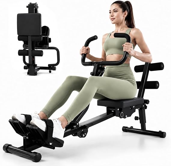 Sportneer Foldable Hydraulic Rowing Machine, 12-Level Home Gym Rower, Black