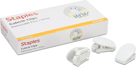 Staples Cubicle Clips, White, 20-Pack, Hanging Display Clips