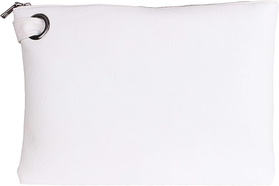 NUPO Oversized Clutch Bag Purse, Womens Large leather Evening Wristlet Handbag (White)