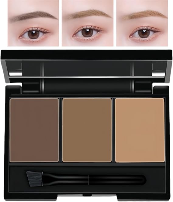 Eyebrow Powder Brow Shaping Kit,Eyebrow Powder Sculpting Kit,Eyeb/row Pow/der Palette Set With Brush and Mir/ror for Defining,Available in Dark & Light Brown Shades,3 Colors Eyeb/row Shaping Ki/t#01