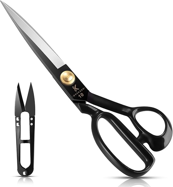 Homlynn Fabric Scissors 25.5cm - Tailor Scissors For Black Cut Fabric Clothing Leather Right Hand
