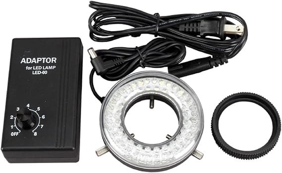 AmScope LED-60 60-LED Microscope Ring Light Illuminator with Control Box | Built-In LED Illumination