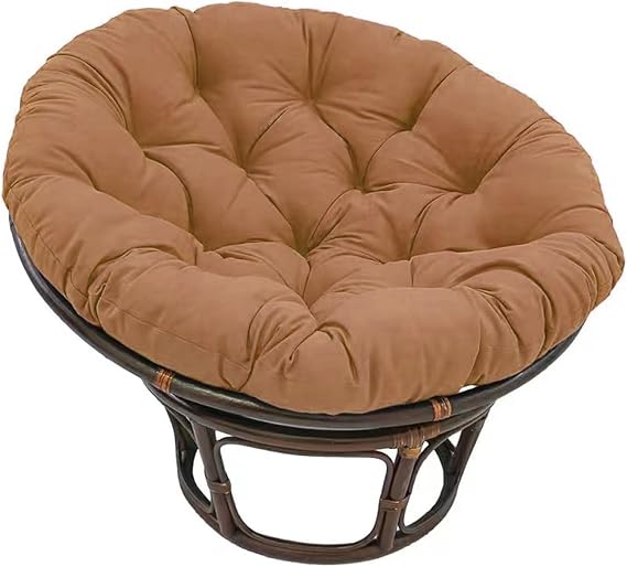 Papasan Chair Cushion 48inch Round Chair Pillow Outdoor Soft and Durable Hanging Chair Cushions Tufted with Non-Slip Ties Papasan Cushion Only, 50*50cm, Coffee