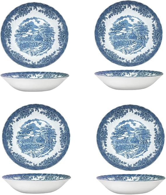 Churchill Brooke Blue Chelsea Pasta Bowl 8.6" Set Of 4, Made In England