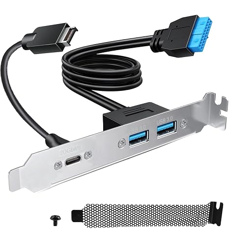USB 3.2 Gen2x2 USB-C Front Panel Adapter Motherboard Connector Header Extension Cable, to USB3.2 Type-E Key-A 20 Pin, 19 Pin USB3.0 for Smartphone Laptop Mice Hub