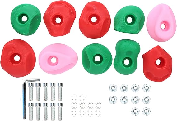 10pcs Rock Climbing Holds,Climbing Rock Wall Grips with Mounting Hardware for Kids and Adults
