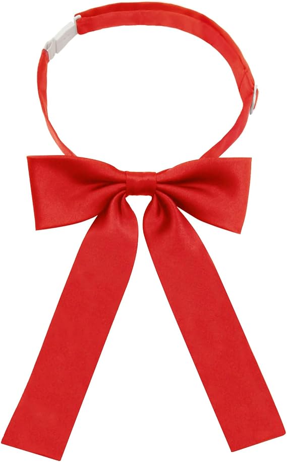 Mantieqingway Bow Ties for Women/Girls, Pre-tied Adjustable Bowties Solid Color Polyester Bow Tie for School Uniform Shirt