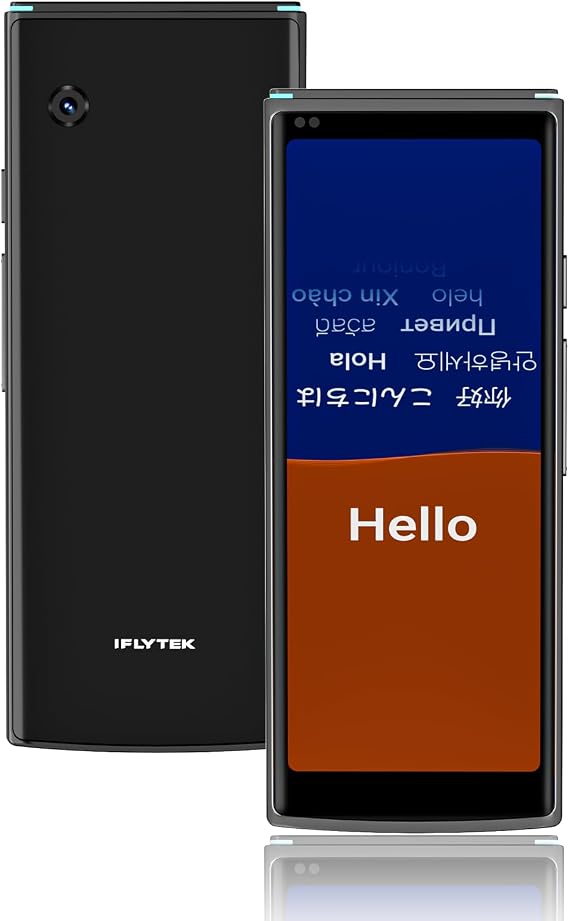 iFLYTEK Dil çevirmeni, %96 hassasiyet, 18 dilde bağlantısız iki yönlü çeviri, yüz yüze çeviri, 50 dilde fotoğraf çevirisi, SMART TRANSLATOR 4.0, siyah