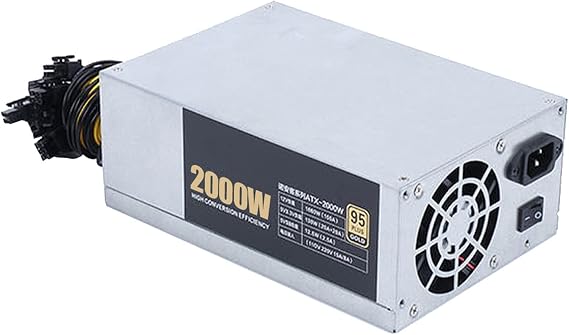 XMKT 3200W/2600W/2400W/2000W ETH Mining Machine Power Supply 2U 10x6pin 95% Efficiency Support Multi-GPU for Bitcoin Mining(2000W)