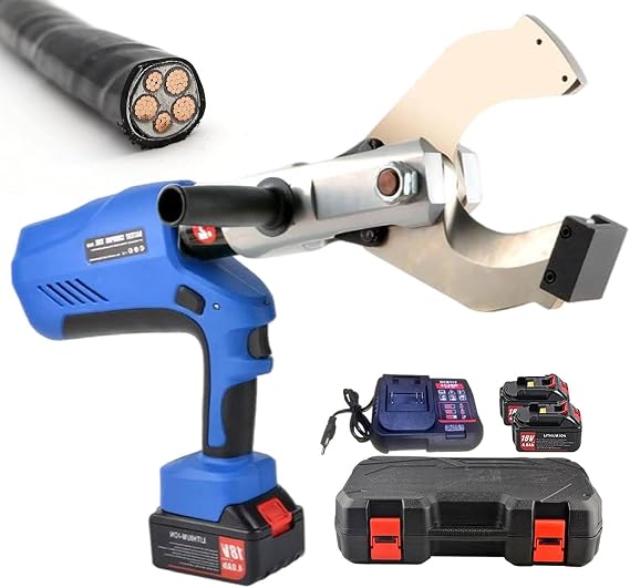 Cordless Hydraulic Cable Cutter Handheld Cable Cutting Tool LED Digital Display Electric Hydraulic Shears with DC18V/4.0Ah Battery for Cutting Cu, Al Cable 105C
