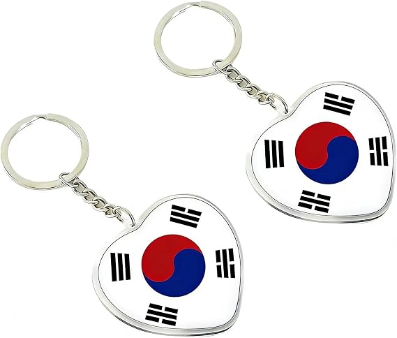 JAVD 2 Pack South Korea Flag Keychain South Korean Key Ring
