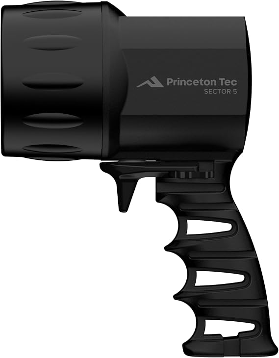Princeton Tec Sector 5 Spotlight - Black | Focused Long Range Beam Delivers High Intensity Illumination With Rugged Waterproof Construction